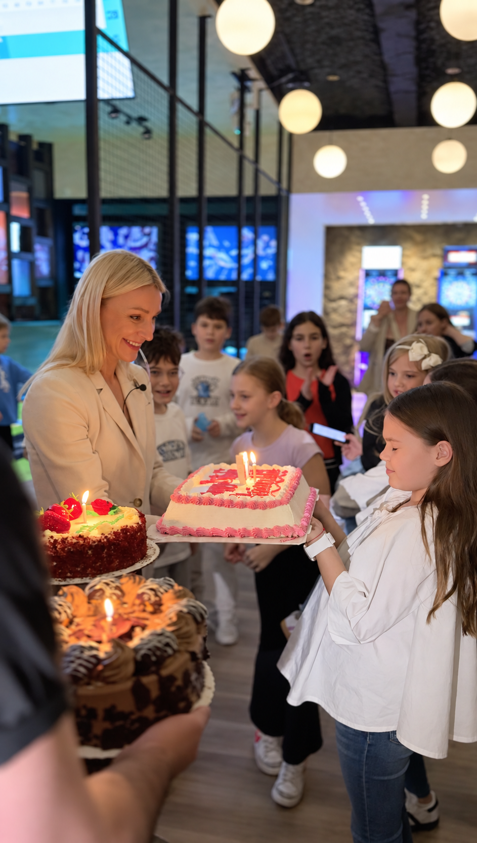Children celebrating a birthday with cake at SET